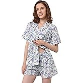 NAP BOUND 100% Cotton Pajamas for Women Sets 2 Pieces Pjs Button short sleeves with Pockets Soft Sleepwear Loungewear XS-XXL