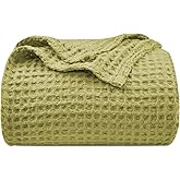 PHF Ultra Soft Waffle Weave Blanket King Size 104"x 90"- Washed Lightweight Breathable Cozy Woven Blanket for Bed - Aesthetic Decor for Couch Bedding Sofa Home Car - Olive Green