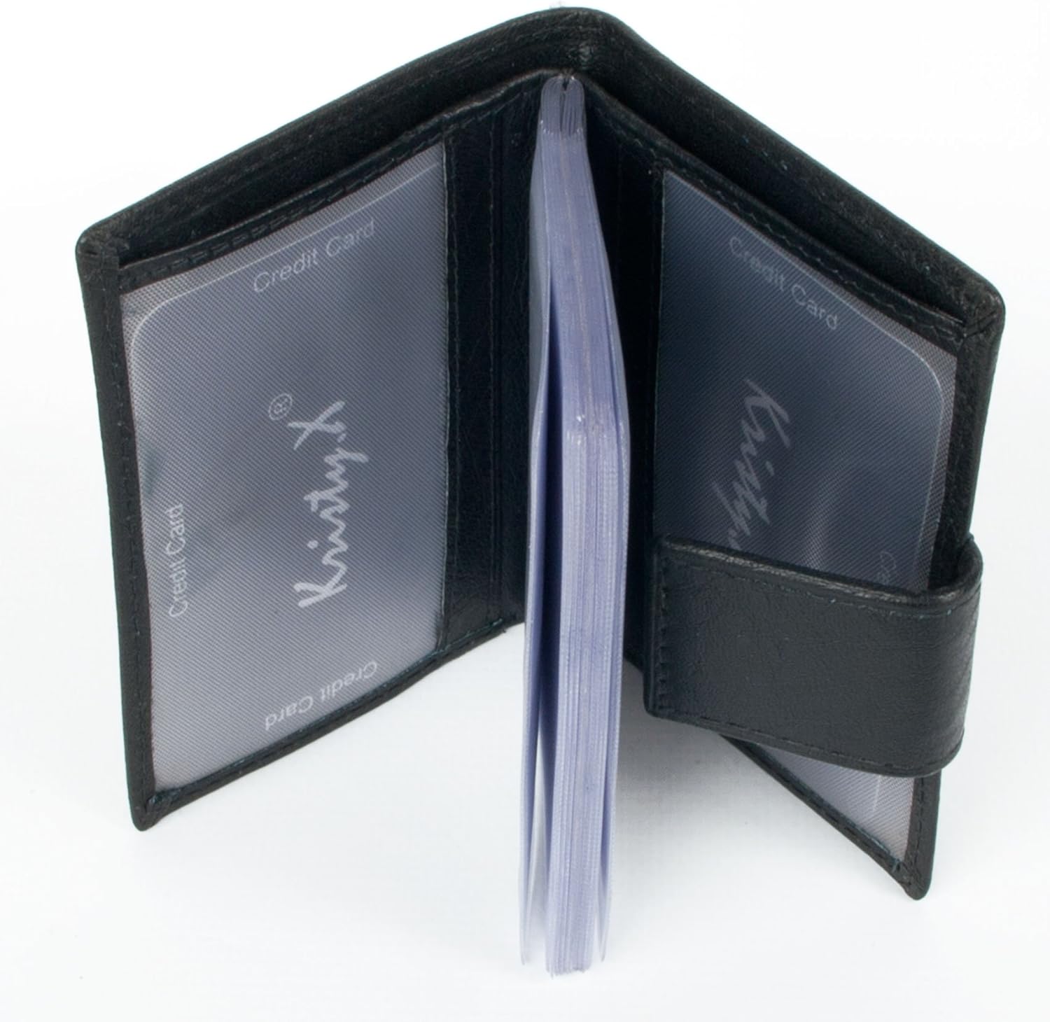 Kristy.X Genuine Leather Credit Card Holder for 14 Cards And Banknotes, Black - Image 3