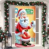 BlissYard Christmas Santa Claus Toilet Door Cover 71 x 35 Inch Funny Xmas Party Decor