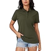 MAGCOMSEN Women's Polo Shirts Cotton 3-Button Short Sleeve Collared Tops Summer Cool Shirt Uniform Casual Shirts