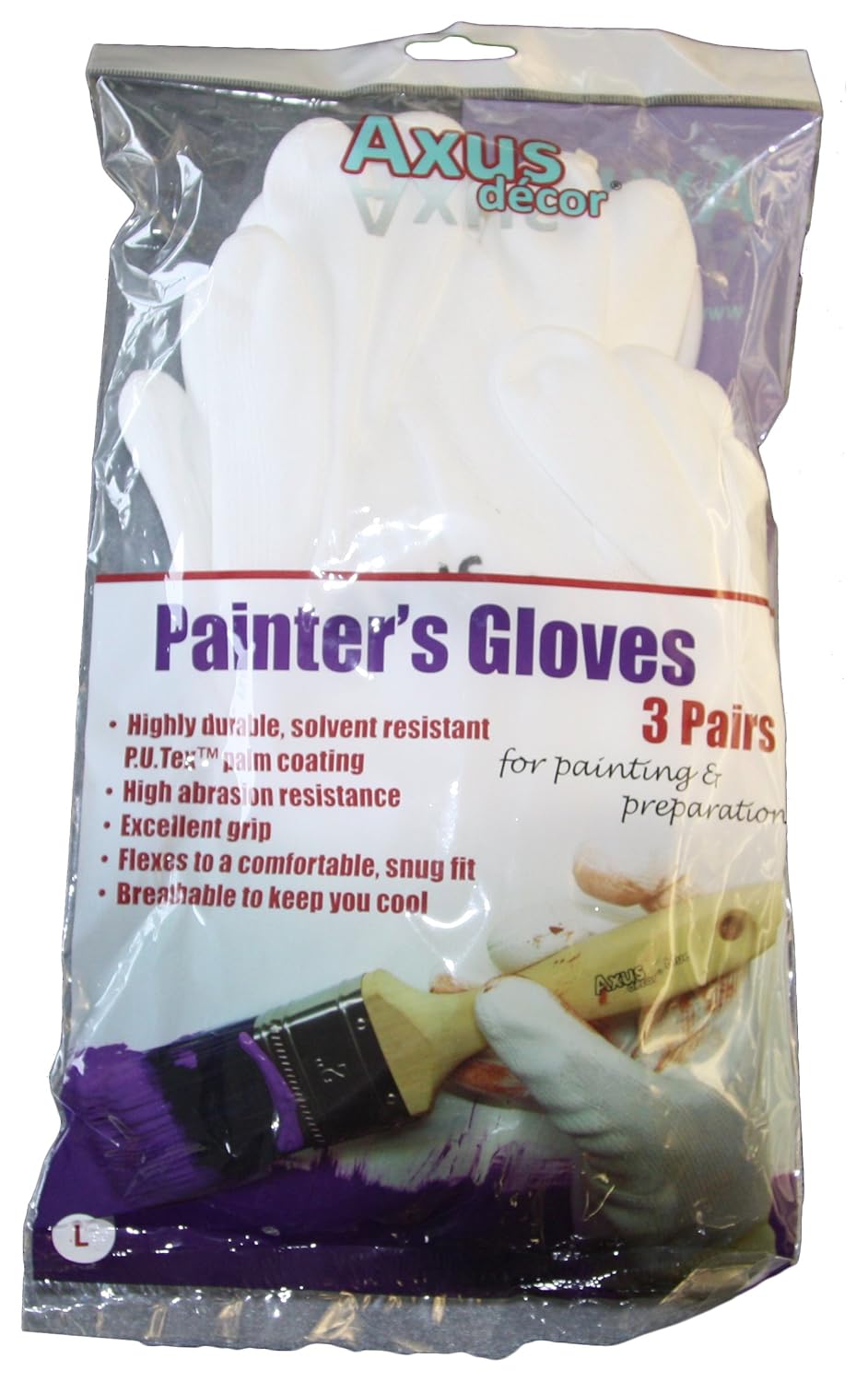Axus Décor PU Tex Palm Coated Painters Gloves (Pack of 3) Amazon.co.uk