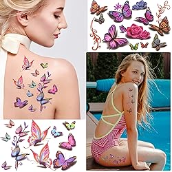 PAGOW 60 sheets Butterfly Tattoos Self-adhesive for