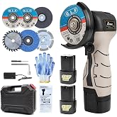 ZFULVO Cordless Brush Angle Grinder Kit, 19500rpm Mini Electric Angle Grinding Tool with 2pcs 16.8V 2000mAh Batteries and 6-Cutting Discs, Grinder Handheld Cutter for Metal Wood