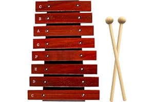 WONDERFUL DAY Professional 8-Key Wooden Glockenspiel with 2 Mallets, Concert-Tuned Percussion Instrument for Musicians, Studio & Home Decor