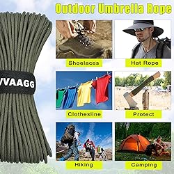 VVAAGG 1000lb Black Paracord Rope 100FT Nylon Heavy