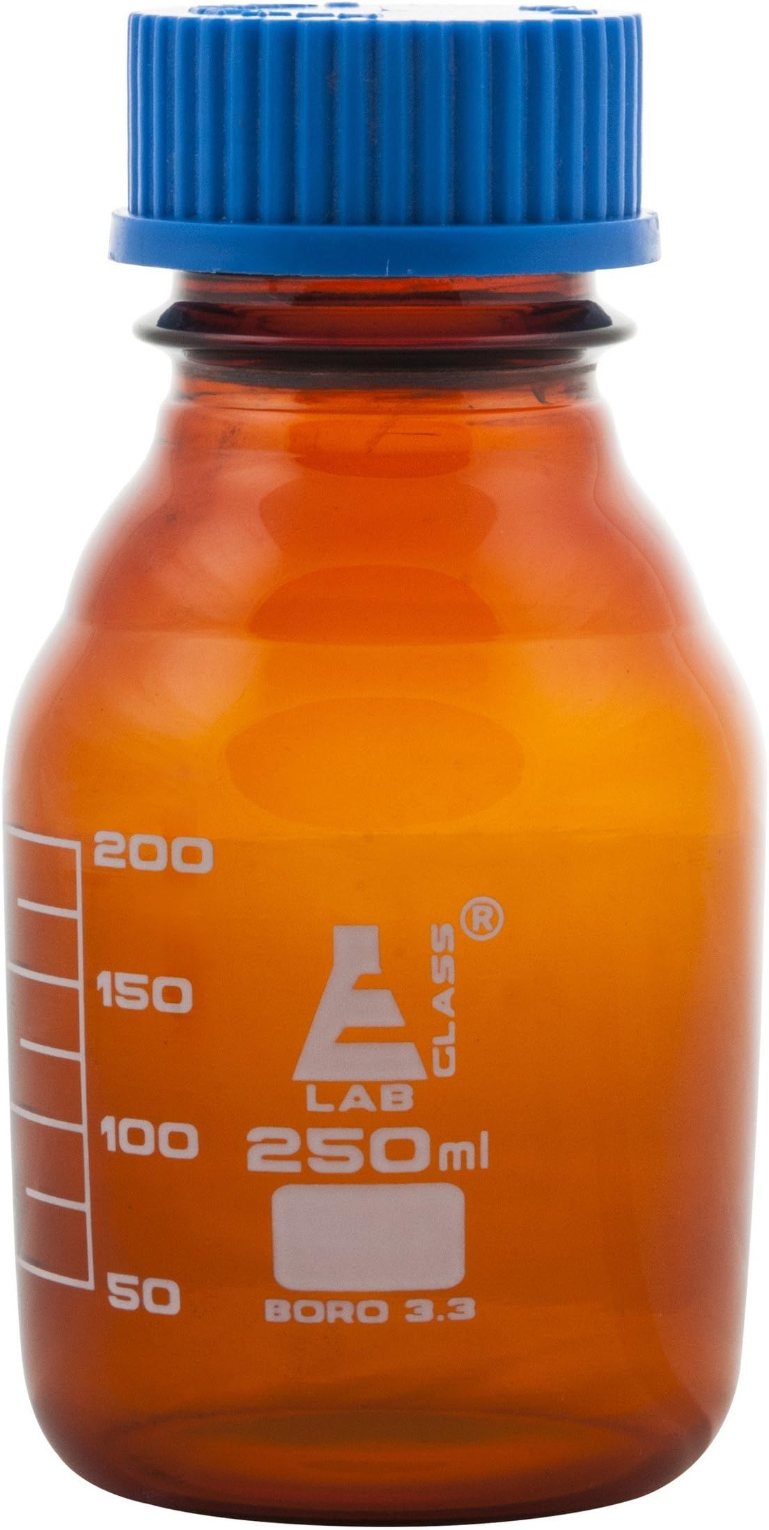 Eisco Labglass CH0165B Amber Reagent Bottle, 250 ml, with GL 45 Screw Cap, Pack of 10