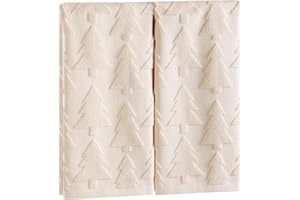Quera 2 Pack Christmas Hand Towels Christmas Tree Beige Bathroom Decorative Towels Set for Drying, Cleaning, Cooking, Holiday 13.7'' x 29.5''