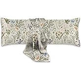 YEMOTWE Herbs and Wild Flowers Satin Body Pillowcase 20 x 54 inch with Hidden Zipper Closure Breathable Moisture Wicking,Soft Long Imitation Silk Pillow Covers Protector for Adults Women