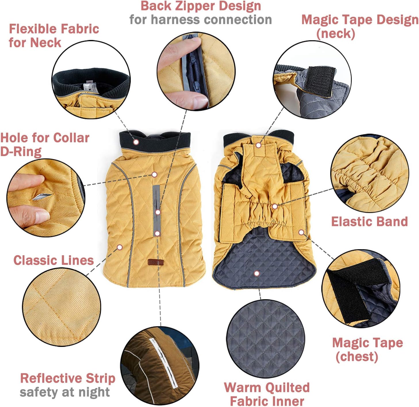 TFENG Reflektierend Hundejacke für Hunde Hundemantel Warm gepolstert