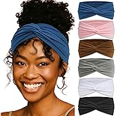 ZUYASEZ 6 Pcs Short Bandana Headbands for Women Boho Twist Hair Bands Stretchy Turban Head Bands for Women's Hair Festival Non Slip Workout Hair Wraps Accessories (Multicolor 6)