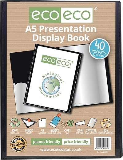 eco-eco A5 50% Recycled 40 Pocket Presentation Display Book