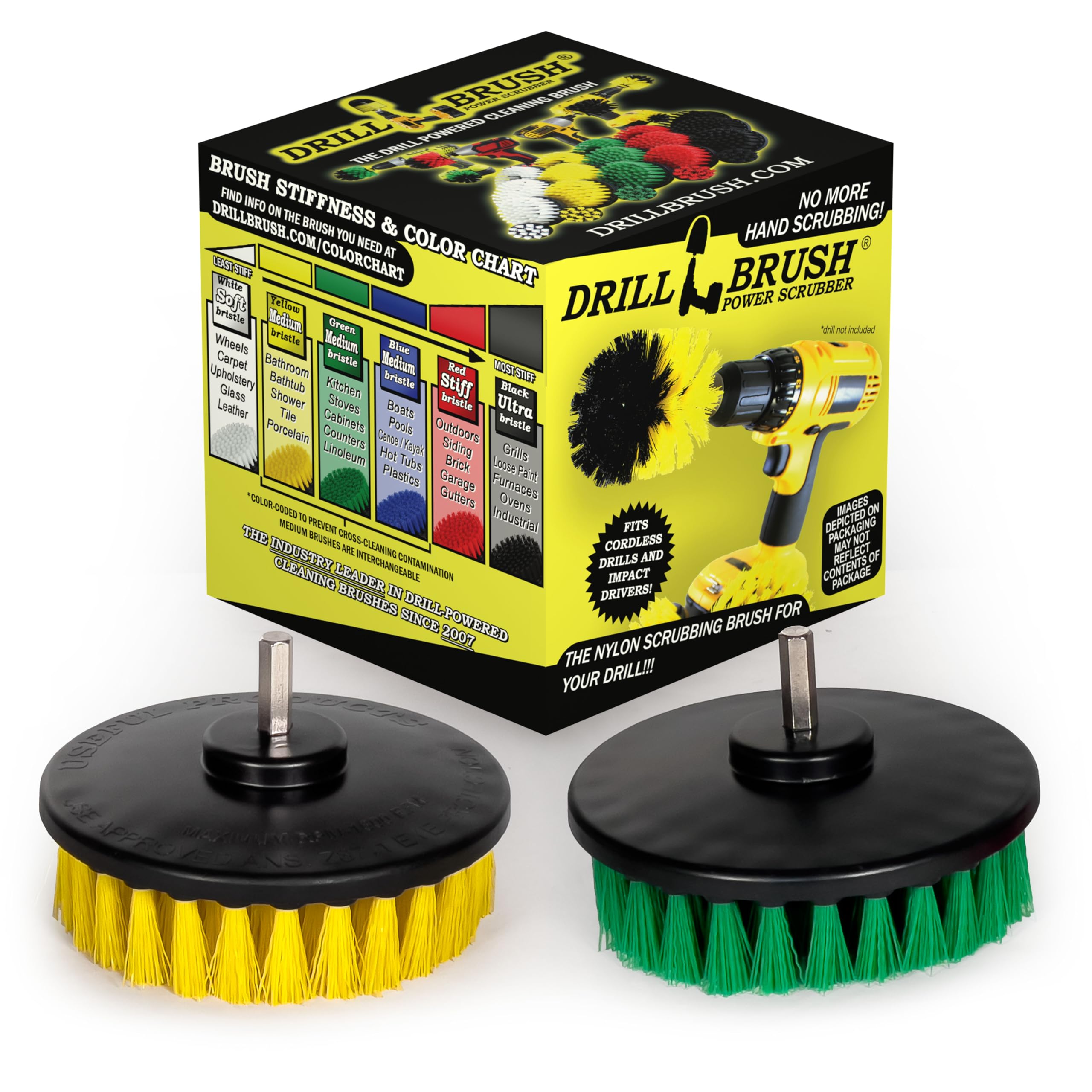 Kitchen Accessories - Pot Cleaning- Cleaning Supplies - Drill Brush - Power Scrubber Kitchen and Bathroom Brush Set - Spin Brush - Bath Mat - Soap Scum, Mineral Deposits, Calcium, Hard Water Stains