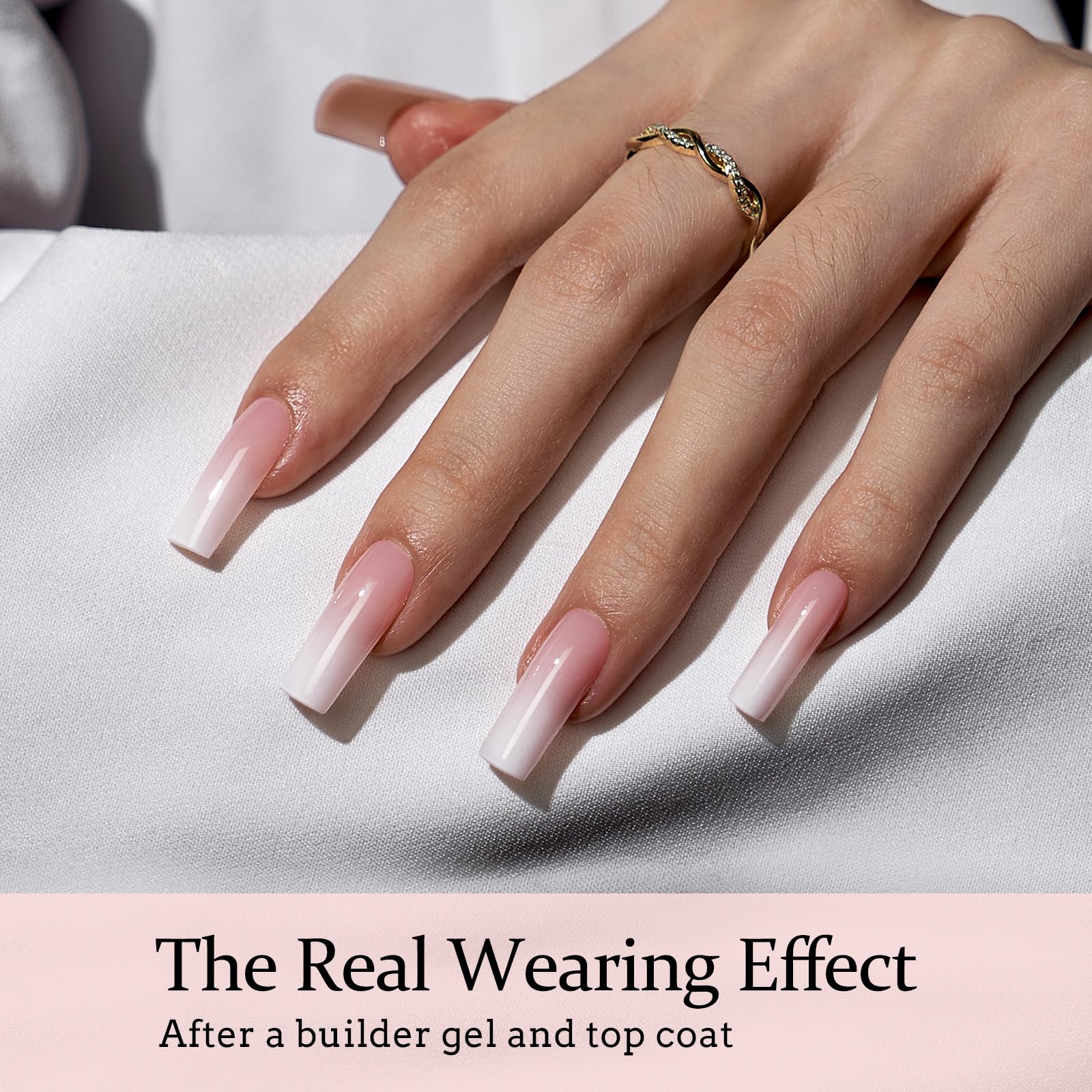 BTArtboxnails XCOATTIPS Ombre Nails - Square Press on Nails Long, 150Pcs Nail Tips Pink White Gradient Soft Gel False Nail Tips Soak Off Fake Nails Extensions DIY 15 Sizes - Image 3