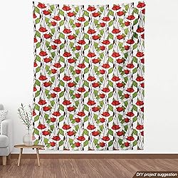 Ambesonne Floral Fabric by The Yard, Close up View