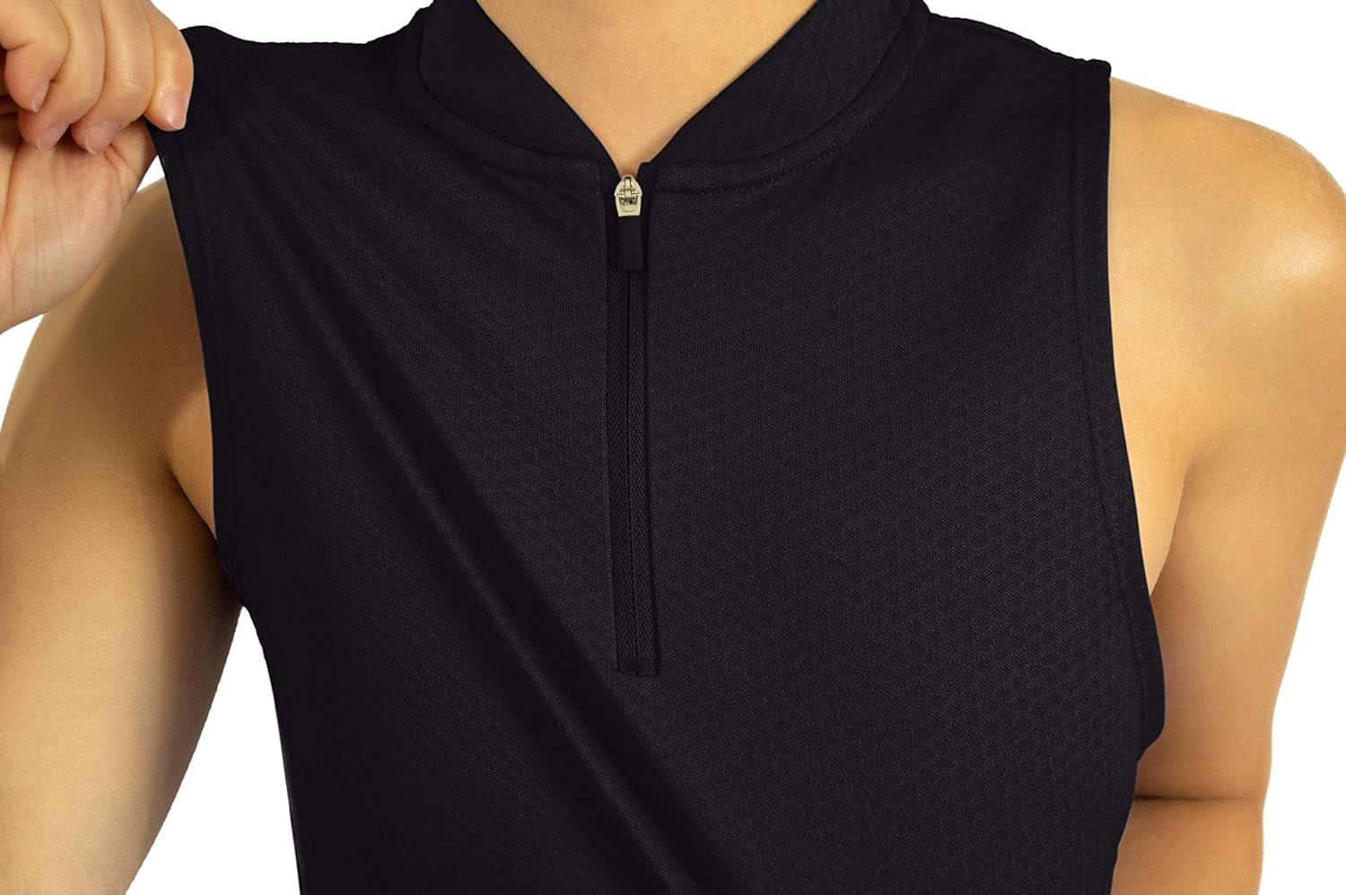 Three Sixty Six Womens Sleeveless Collarless Golf Polo Shirt with Zipper - Quick Dry Tank Tops for Women: Clothing
