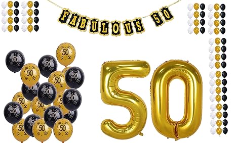 Theme My Party 50th Birthday Party Decorations Kit Gold Glittery