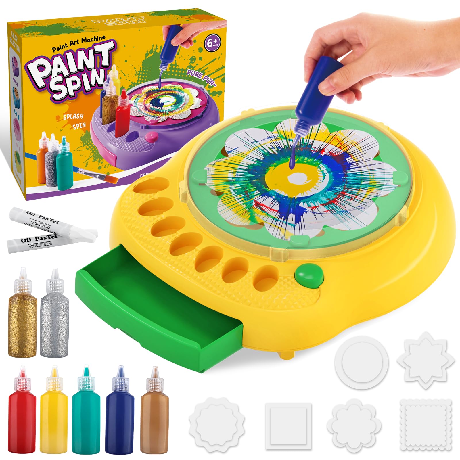 Photo 1 of Arts and Crafts for Kids Ages 4-8,Paint Spin Art Machine Kit,Art Craft Set for 6-9 Year Old,Cool Painting Spinner Toys Kits Set,Art Supplies Birthday Gifts for Boy Girl Ages 6 7 8 9 10 11 12 Green
