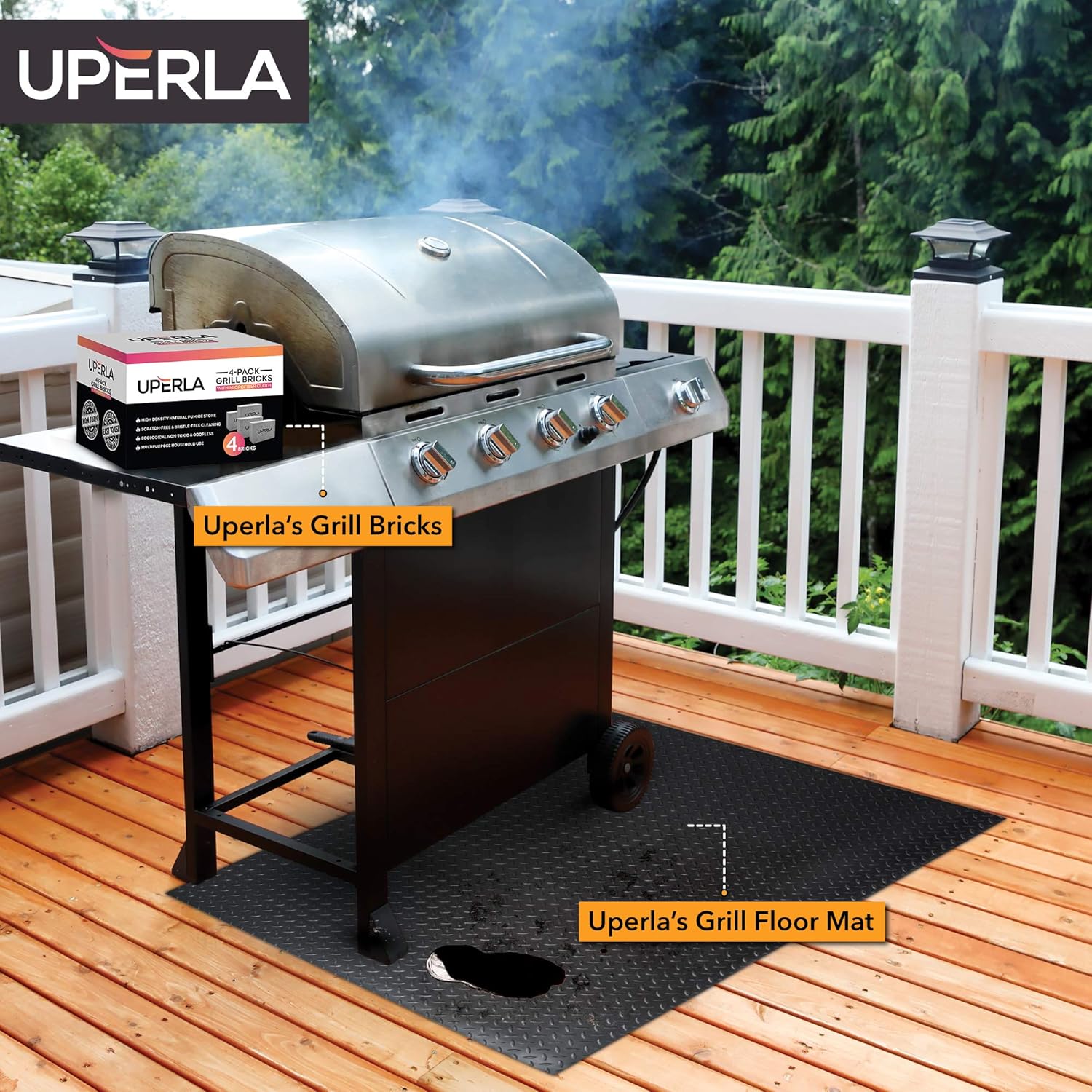 Uperla Premium Grill Brick Griddle Stone Cleaning Kit (4 Pack) - Advanced High Density - Microfiber Cloth Included - Effective in Grease and Stains Removal: Home & Kitchen