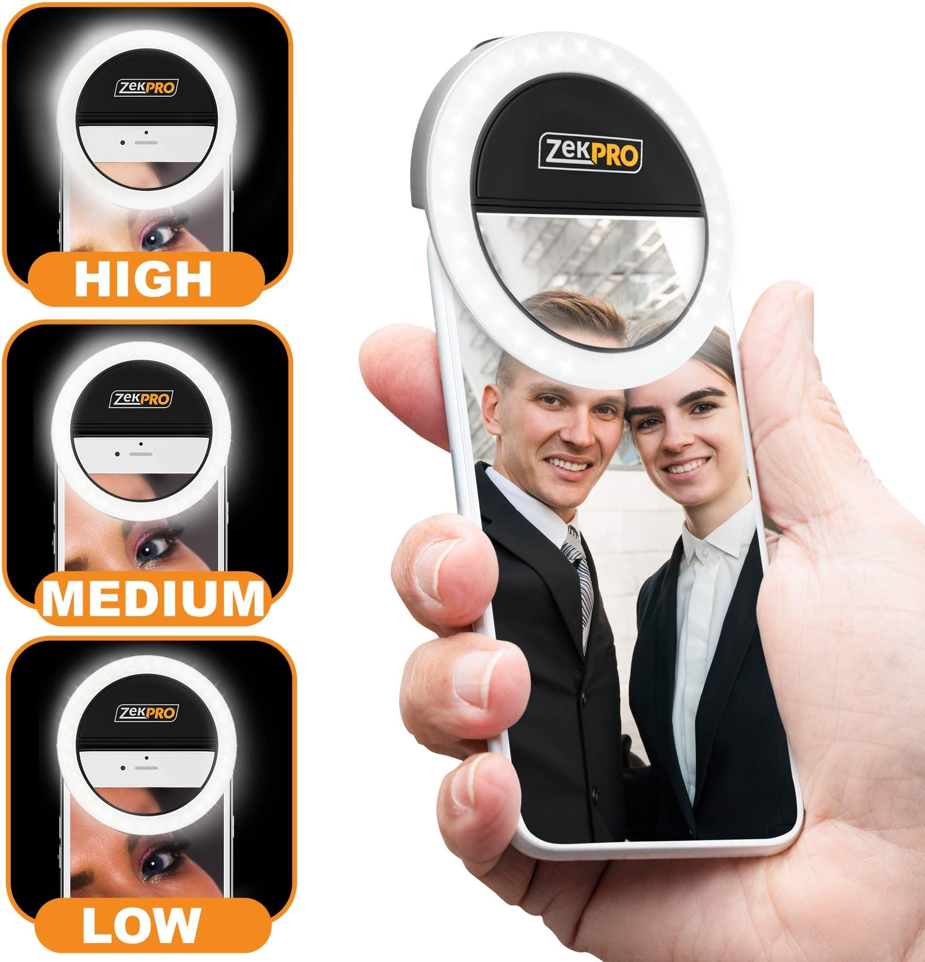 iCooker Selfie Ring Light Adjustable 3 Level Light Settings for iPhone, Samsung & Smartphones iOS and Anroid Devices, Galaxy Note, OnePlus Pads for Night Time or Dark Rooms