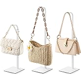 pickpiff 3 Pack Purse Holder Handbag Display Stand: White Hanger Rack for Bags, Purses, and Wreath, Adjustable Hook Stand for Tabletop, Closet, and Retail Use for Vendors