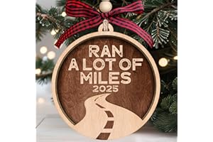 MAPDTWO Running Ornament - Gifts for Runners - Running Ornaments, Runner Ornaments for Christmas Tree - Marathon Runner Gifts for Women, Men, Runners - Wood Ran A Lot of Miles Run Ornament 2025