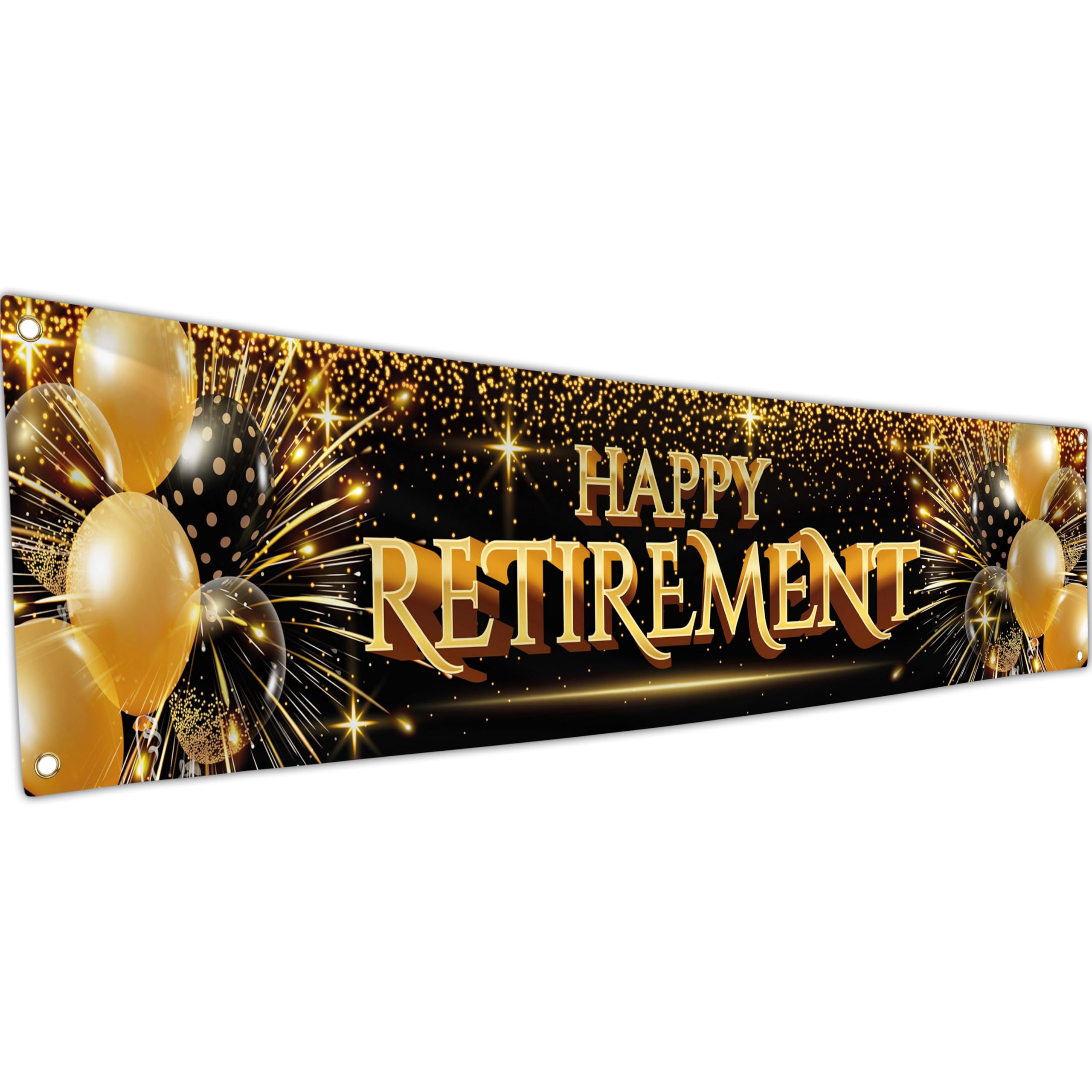 Happy Retirement Banner - Black & Gold Retirement Decorations 180 x 40cm - The Legend has Retired for Men and Women