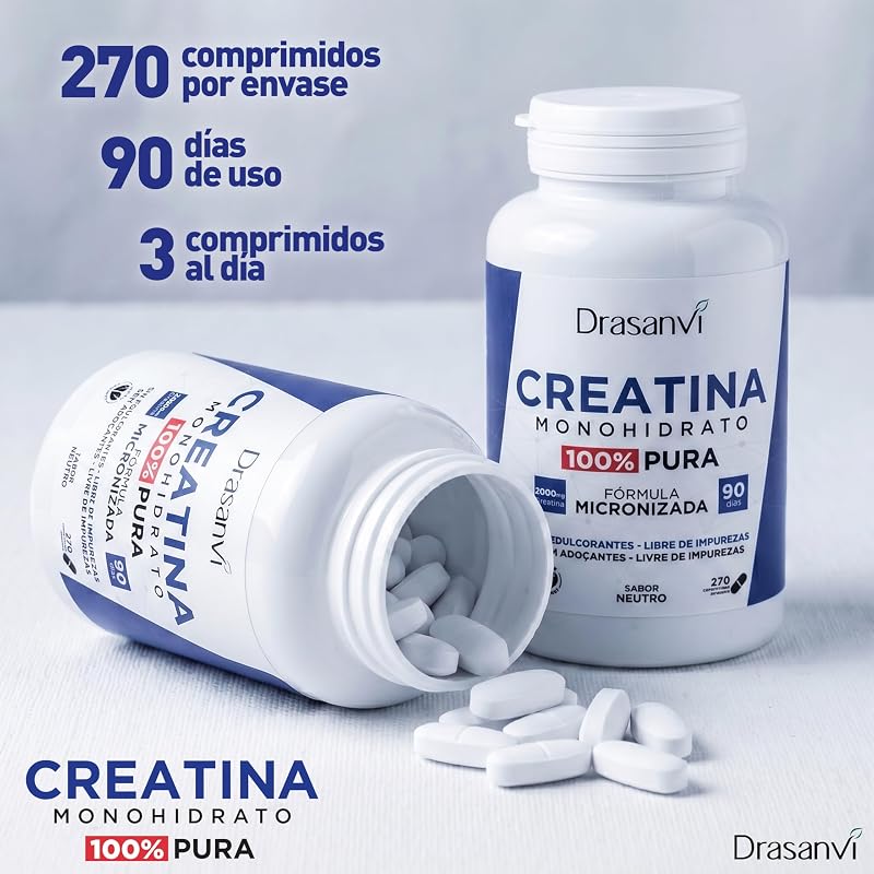 Creatina Monohidrato 100% Pura en Comprimidos, 270 Unidades