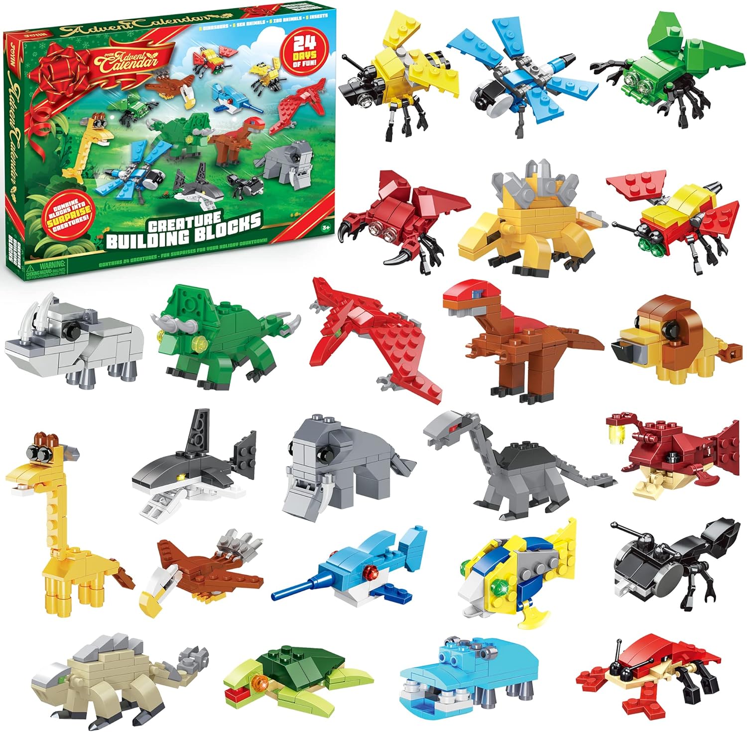 Advent Calendars - Joyin 2023 Christmas Advent Calendar with Animal Building Blocks 24 Days Countdown Calendar Animals Figures Stem Toys for Boys Kids Party Favor, Xmas Gifts, Classroom Prizes