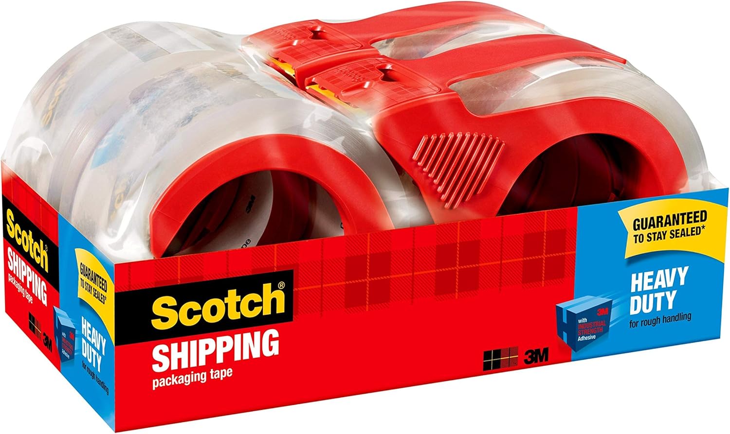 Scotch Heavy Duty Shipping Packaging Tape, 1.88" x 54.6 Yards, 3" Core, Clear, Great for Packing, Shipping & Moving, 4 Rolls, Dispensered (3850-4RD) : Scotch High Performance Packaging Tape W Dispenser : Office Products