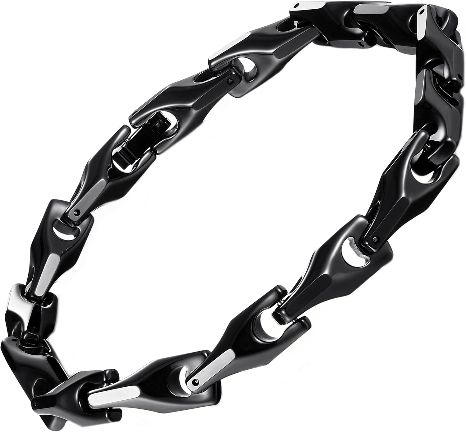 Urban Jewelry Classy Men's Solid Heavy Wheat Tungsten Carbide Bracelet - 3 Sided Links (9 inch, Black): Clothing