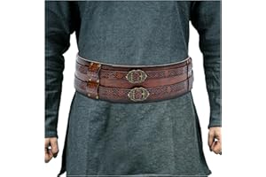 HiiFeuer Viking Wide Belt, Medieval Faux Leather Armor Belt, Knight Corset Belt, LARP Halloween Costume