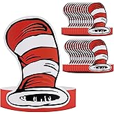 Wehhbtye White and Red Striped Paper Hat,Red Costume Top Hat,Circus Paper Headwear for Back to School Party Supply