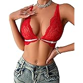 Murimia Lace Bralettes for Women Sexy Triangle Bralette Wireless Minimizer Bra Lingerie