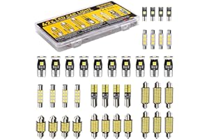 Spurtar 42PCS Interior Car Lights Superior Brightness White Dome Map Tail Cab Lights Bulb Kit Set T5 T10 28mm 31mm 36mm 41mm BA9S 6612F 194 LED Bulb for Trunk Cargo Door Courtesy License Plate Light