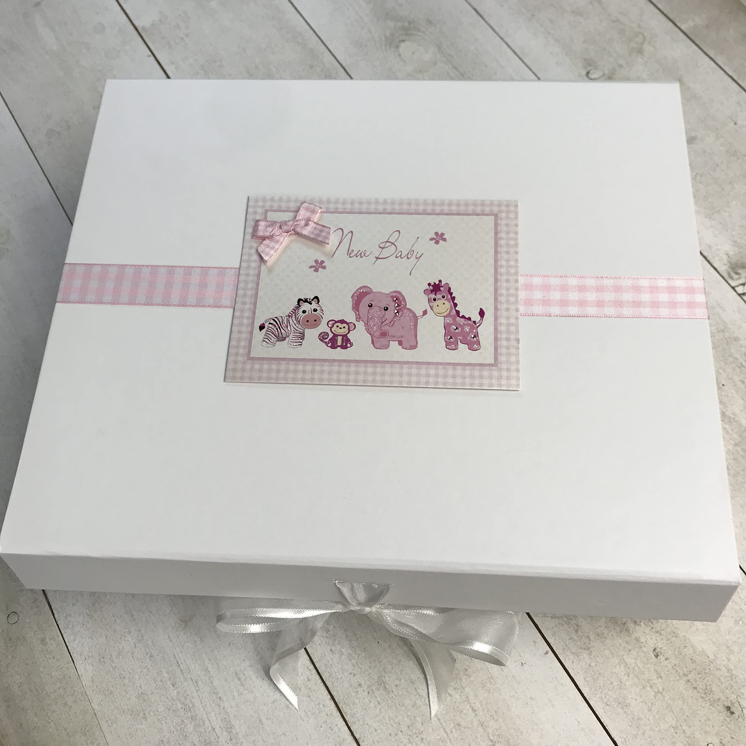 White Cotton Cards New Baby, Large Keepsake Box, Pink Toys