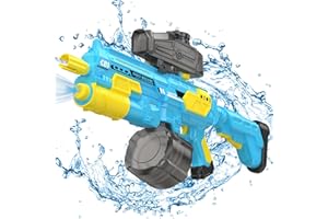 DEMOLIKE Electric Water Gun Automatic with 1350CC Large Capacity, 32-45FT Long Range, Auto Suction Squirt Gun, High Pressure Water Guns Blaster for Adults Kids, Summer Beach Pool Outdoor Party Toy （Blue）