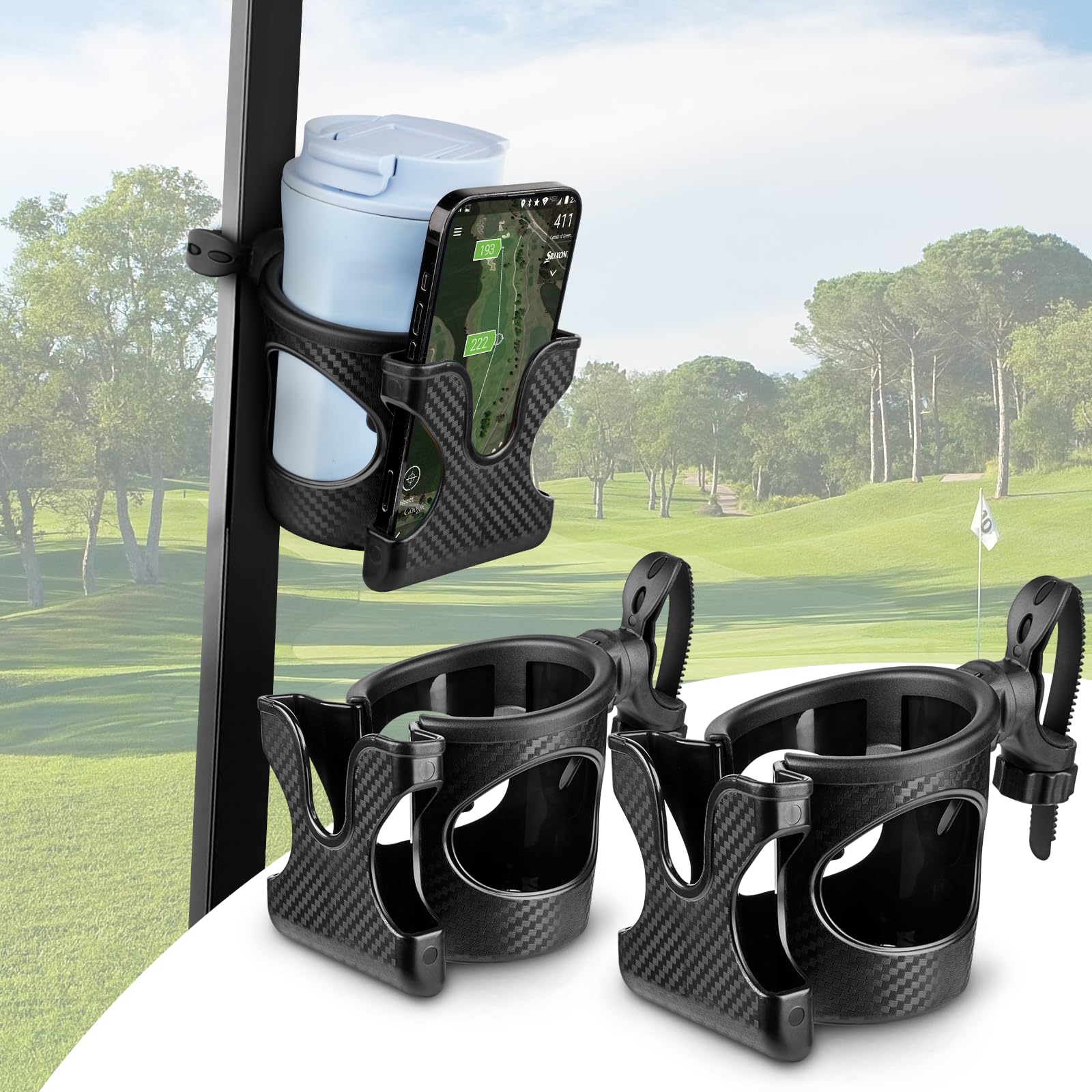Photo 1 of ****ITS ONLY ONE******
T TGBROS 2-Pack Golf Cart Cup Holder with Phone Holder, 2-in-1 Adjustable Drink & Phone Mount, Universal Accessories for EZGO, Club Car, Yamaha, and Most Golf Carts, Strollers, Wheelchairs