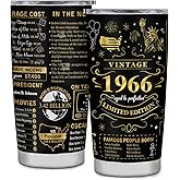 pinvgsbu 60th Birthday Gifts for Women Men, 1966 Birthday Tumbler 20oz, 60th Birthday Gift Ideas for Women Men, 60 Year Old Birthday Gifts for Women Men, 1966 Birthday Stainless Steel Tumbler 20oz