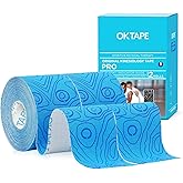 OK TAPE PRO Kinesiology Tape Uncut Roll, Elastic Physical Therapy Athletic Tape for Pain Relief, Muscle Support, Kinetic Tape, Water Resistant, 2in X 16.4ft -Blue 2 Rolls