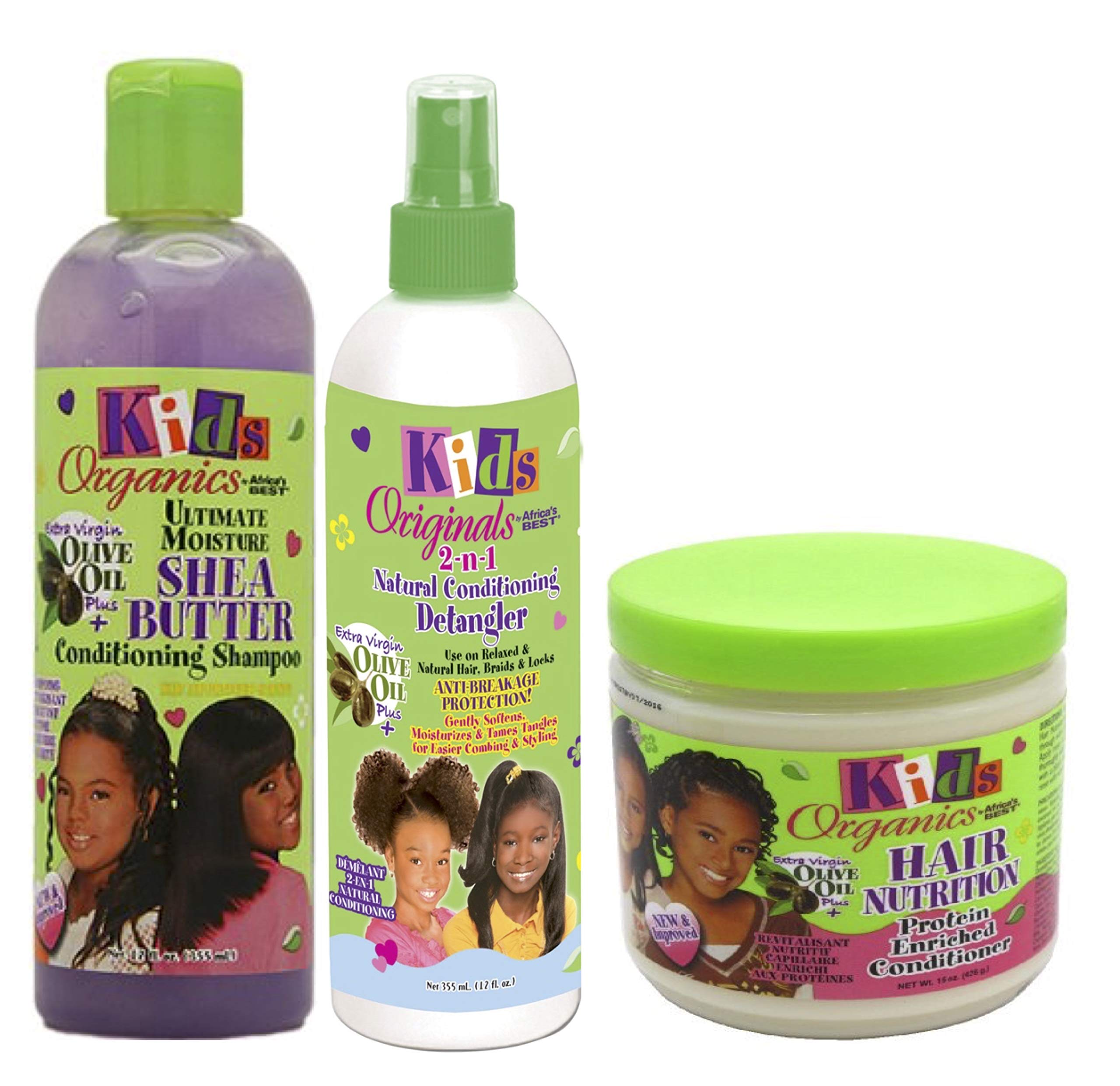 Africa's Best Kids Organic | Ultimate Moisture Shea Butter 2-in-1 Shampoo & Detangler 355ml | Protein Enriched Hair Conditioner 426g