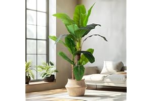 Erimda 6FT Artificial Banana Tree Tall Fake Banana Leaf Plant Faux Banana Silk Tree Faux Banana Leaves for Home Swimming Pool Indoor Outdoor Patio Tropical Decor