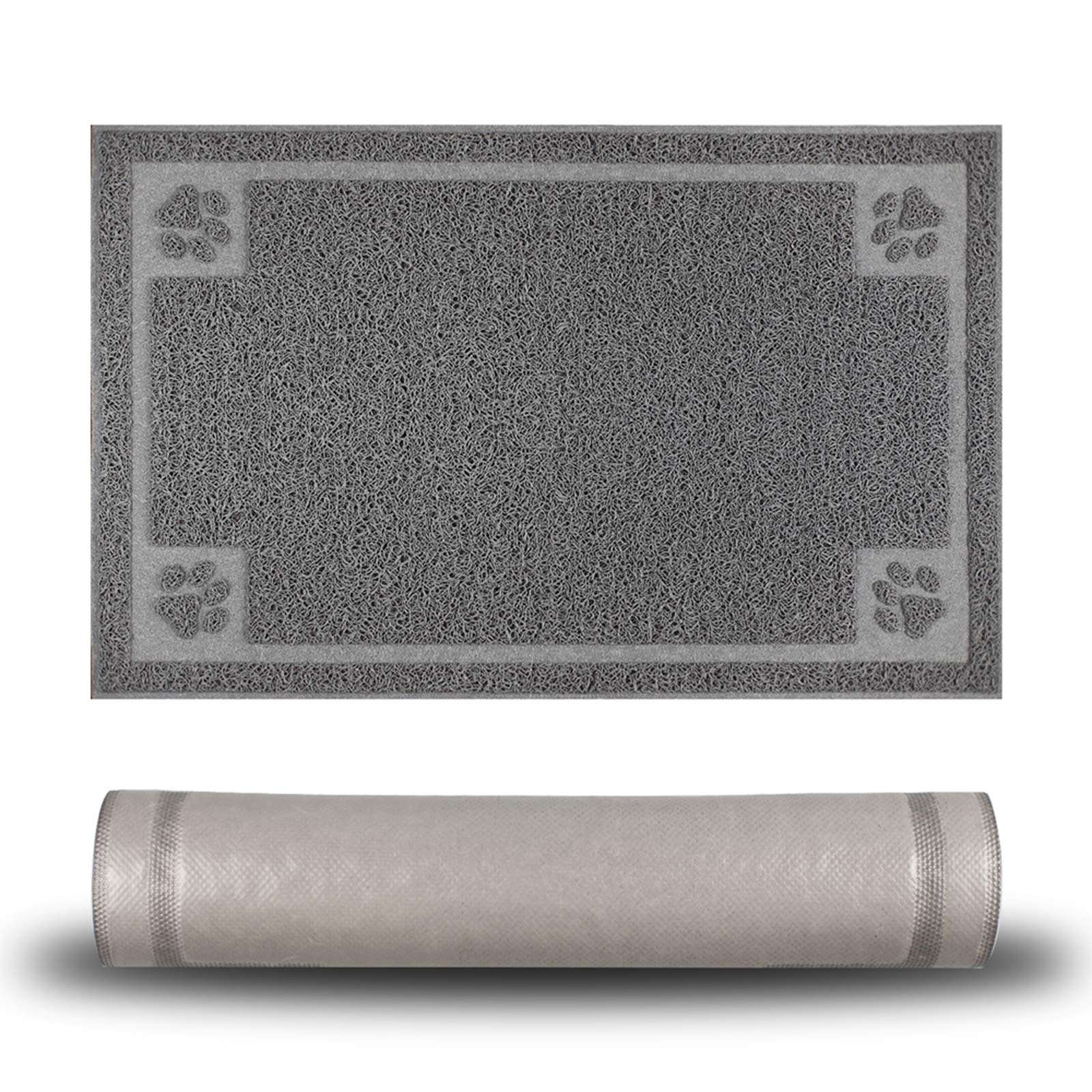 STELLAIRE CHERN Pet Feeding Mat for Dogs and Cats, Flexible and Waterproof, Non-Slip, Easy to Clean, Grey