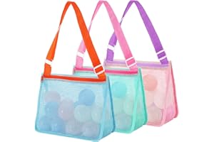 MARFOREVER 3 Pack Beach Toy Mesh Bag Kids Sand Shell Collecting Totes for Holding Shells Toys Swimming Accessories Storage Ba
