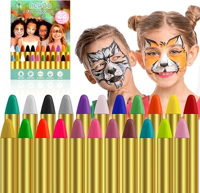 ACWOO 22 Colors Face Paint Crayons Safe Non-Toxic Body Painting Kit