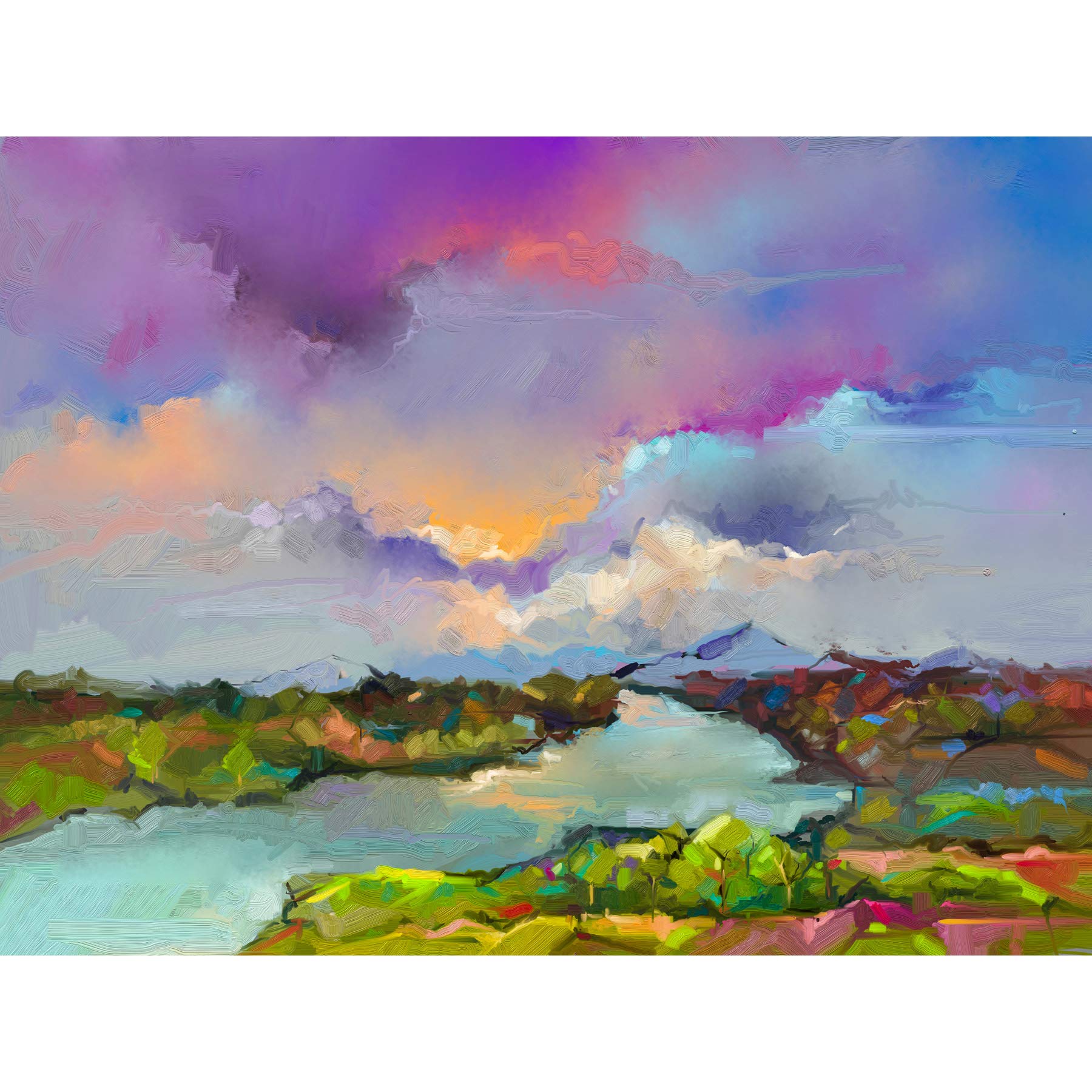 Wee Blue Coo Contemporary Colourful Landscape Large Wall Art Print Canvas Premium Poster