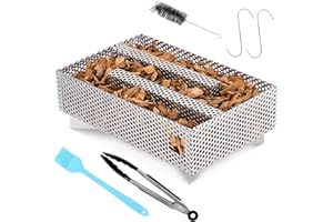 AMGSH 12 Hours Pellet Smoker Tray Box, 5”×8”, like Smoke Tube for Pellet Smoker, for Hot & Cold Smoking Meat, Fish, Cheese, and Pork, compatible with Any Grill or Smoker