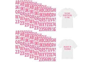 METSYTH 12 Sheets 612 Pieces Iron on Letters and Numbers for Clothing 2 Inch Iron on Letter Patches Large with PU Heat Transfer Alphabet Adhesive Stickers for Fabric T-Shirt Jersey DIY Craft,Pink