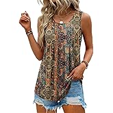 Zeagoo Womens Tank Tops Sleeveless Pleated Crew Neck Summer Tunic Tops Dressy Loose Fit Business Casual Blouses 2026