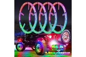 OTOMO 15.5" Flows Wheel Ring Light DREAMCOLOR APP&IR, 2-Row 576-LED Double Chaser Dancing Neon Rim LED Light with Turn+Brake Signal for Car(Rotor+Brake Pad Dia≤14", 18"≤Rim Inner Edge Dia≤20")